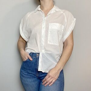 M.i.H Jeans White Cotton Rolled Sleeve Shirt